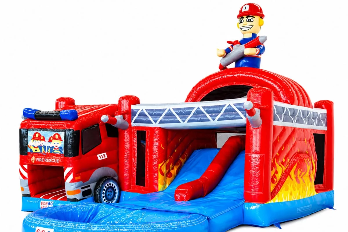 Hüpfburg Feuerwehr Doppelrutsche